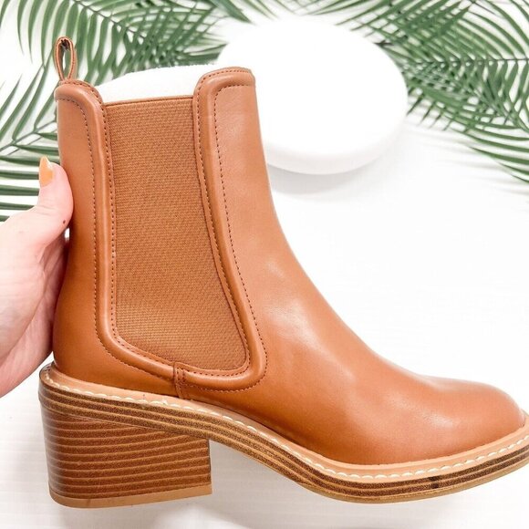STEVEN NEW YORK Cabell Chelsea Boots Size 6.5M Tan Round Toe Block Heel NWOB - Picture 13 of 13